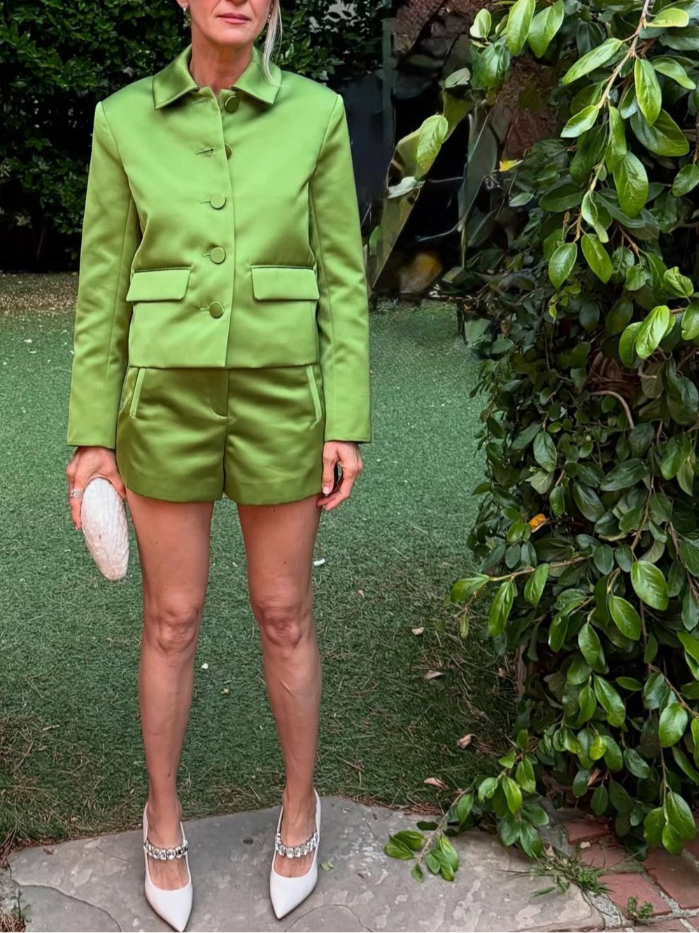 Veronica Beard Green Satin Suit